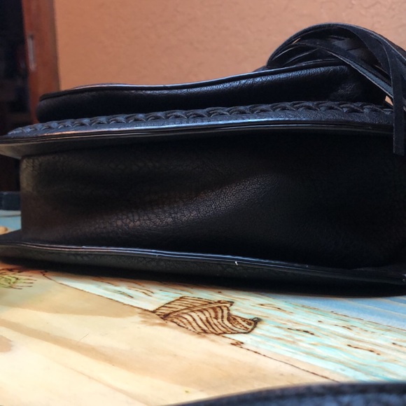 Black Leather Crossbody with Front Tassel - Picture 7 of 15